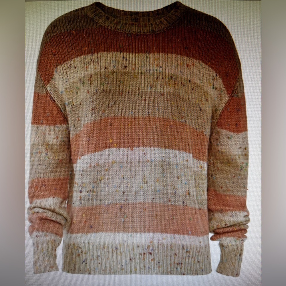 John + Jenn Colorful Confetti Bold Stripe Lucien Sweater Size M Oversize Slouchy